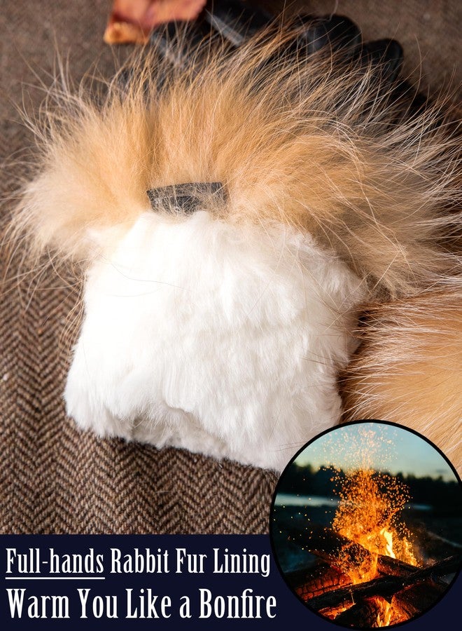 VIKIDEER Super Warm Fur Lined Leather Gloves Women Raccoon Fur Cuffs Luxurious Touchscreen Texting Driving Black Medium - Image 3